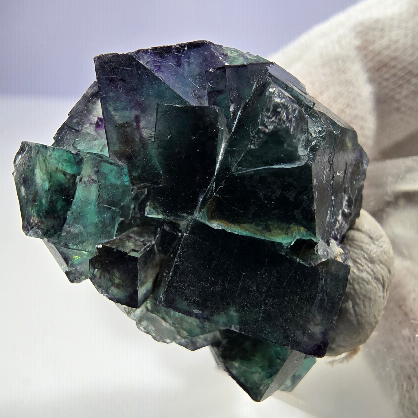 Klare Phantom Fluorit Würfel Stufe zonal grün lila Okorusu, Namibia 36*29*19mm