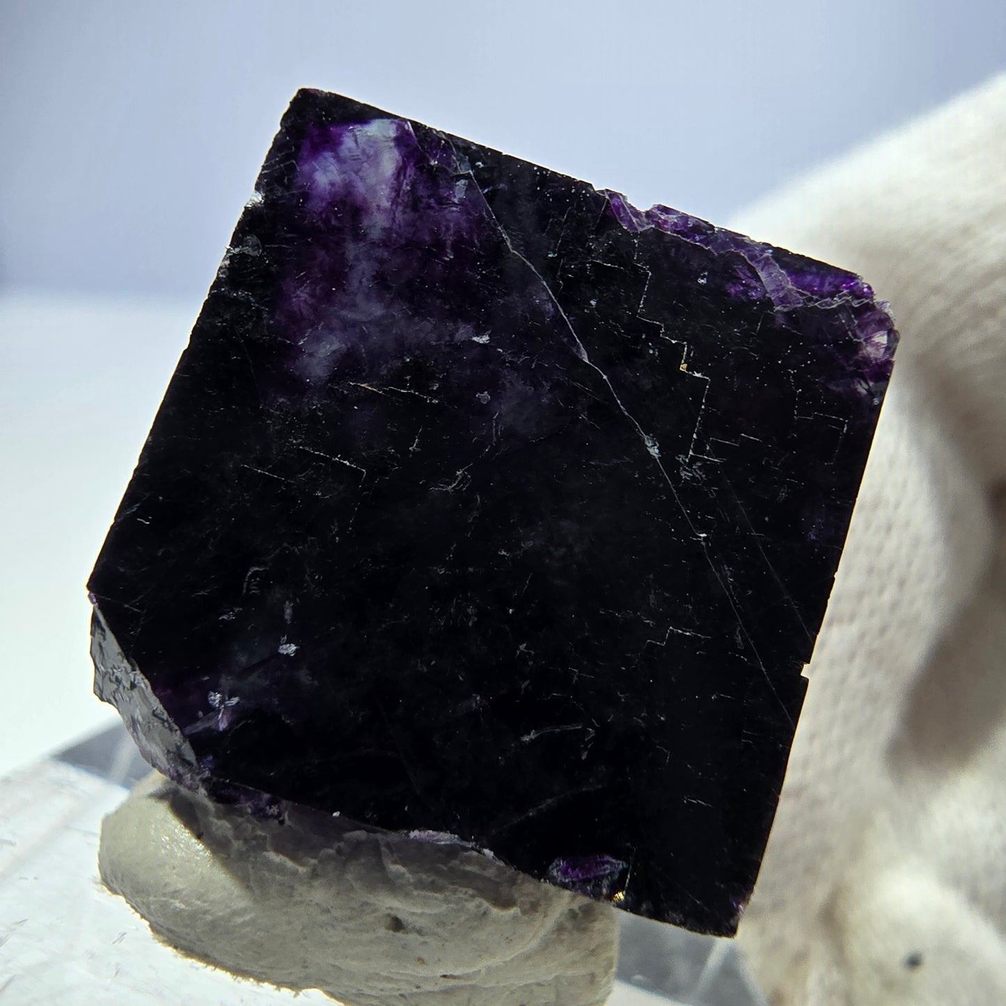Klare Phantom Fluorit Würfel Stufe zonal grün lila Okorusu, Namibia 25*25*17mm