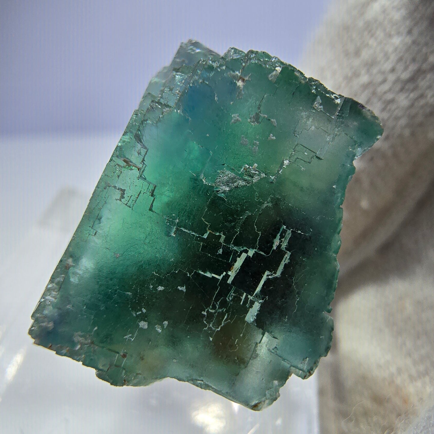 Klarer Phantom Fluorit Würfel parkettiert grün türkis Okorusu Namibia 26*24*16mm
