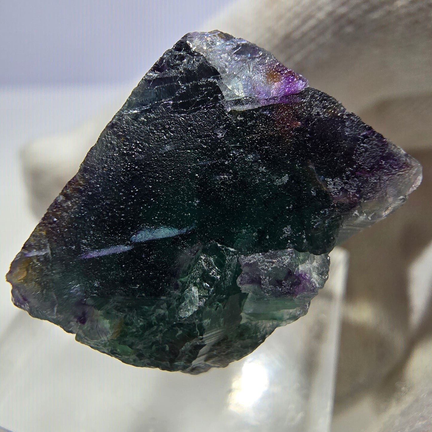 Rare cube de fluorite fantôme, vert violet zonal Okorusu, Namibie 29*28*15 mm 