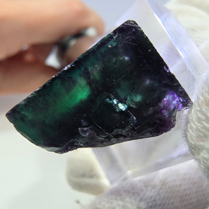 Rare cube de fluorite fantôme, vert violet zonal Okorusu, Namibie 27*25*14 mm 