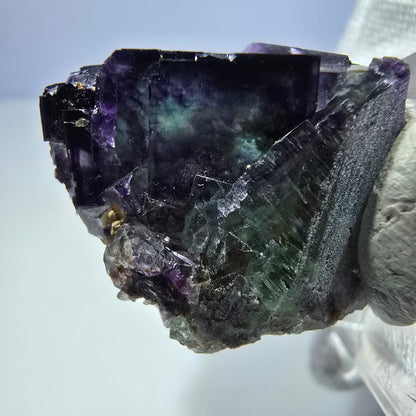 Seltene Phantom Fluorit Würfel Stufe zonal grün lila Okorusu, Namibia 29*23*20mm