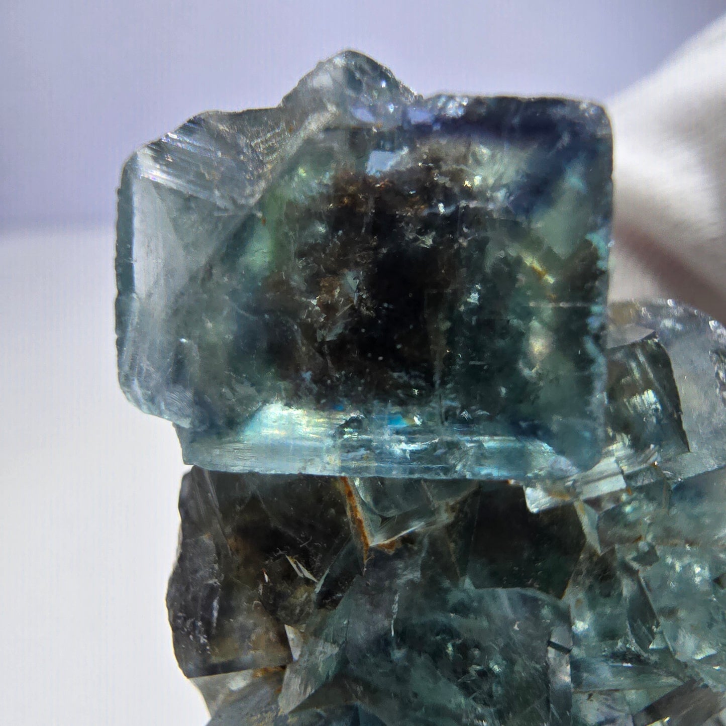 Rare spécimen de cube de fluorite fantôme, vert-brun, Okorusu, Namibie, 44 x 28 x 25 mm 