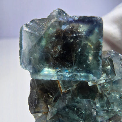 Rare spécimen de cube de fluorite fantôme, vert-brun, Okorusu, Namibie, 44 x 28 x 25 mm 