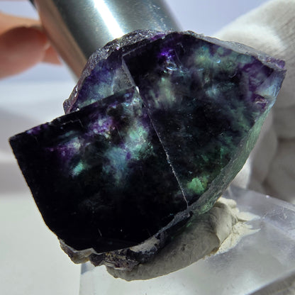 Seltene Phantom Fluorit Würfel Stufe zonal grün lila Okorusu, Namibia 33*27*21mm