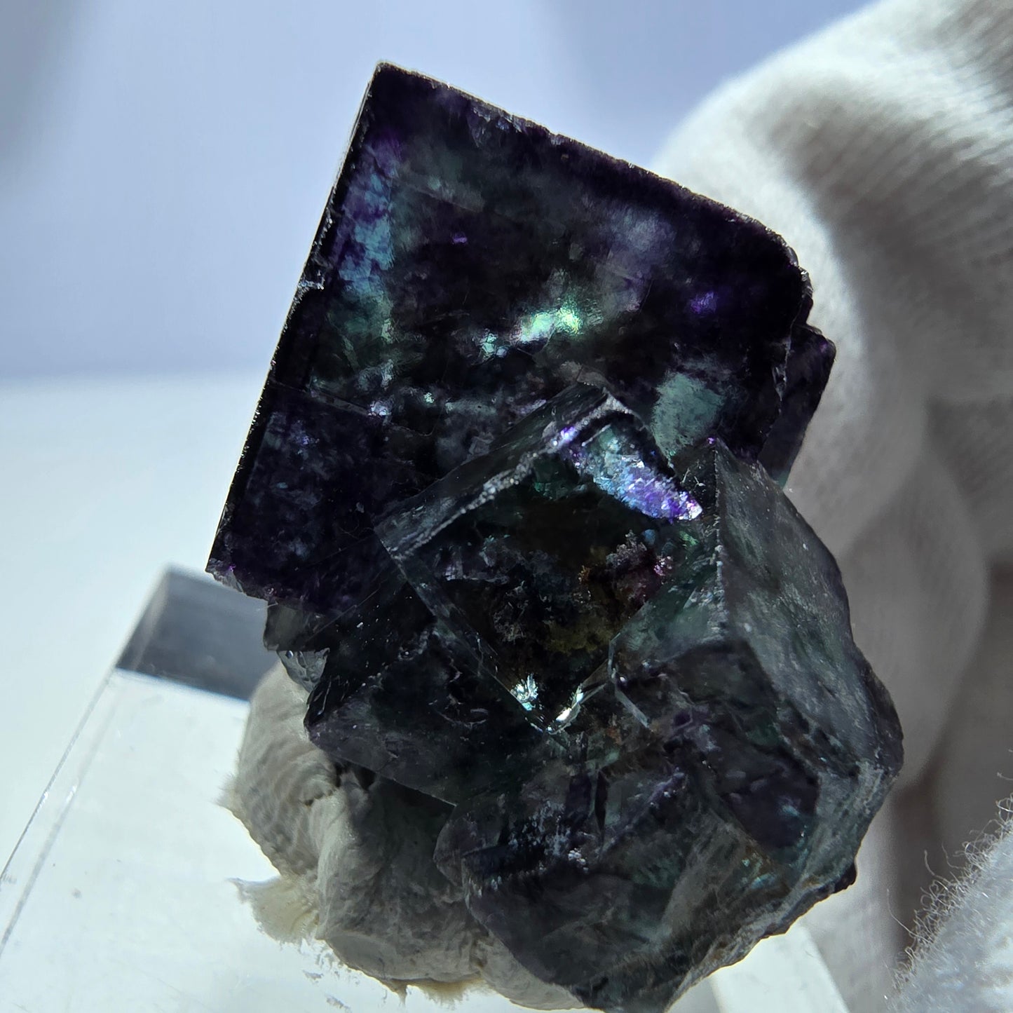 Seltene Phantom Fluorit Würfel Stufe zonal grün lila Okorusu, Namibia 31*23*19mm