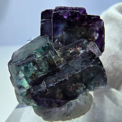 Seltene Phantom Fluorit Würfel Stufe zonal grün lila Okorusu, Namibia 31*23*19mm