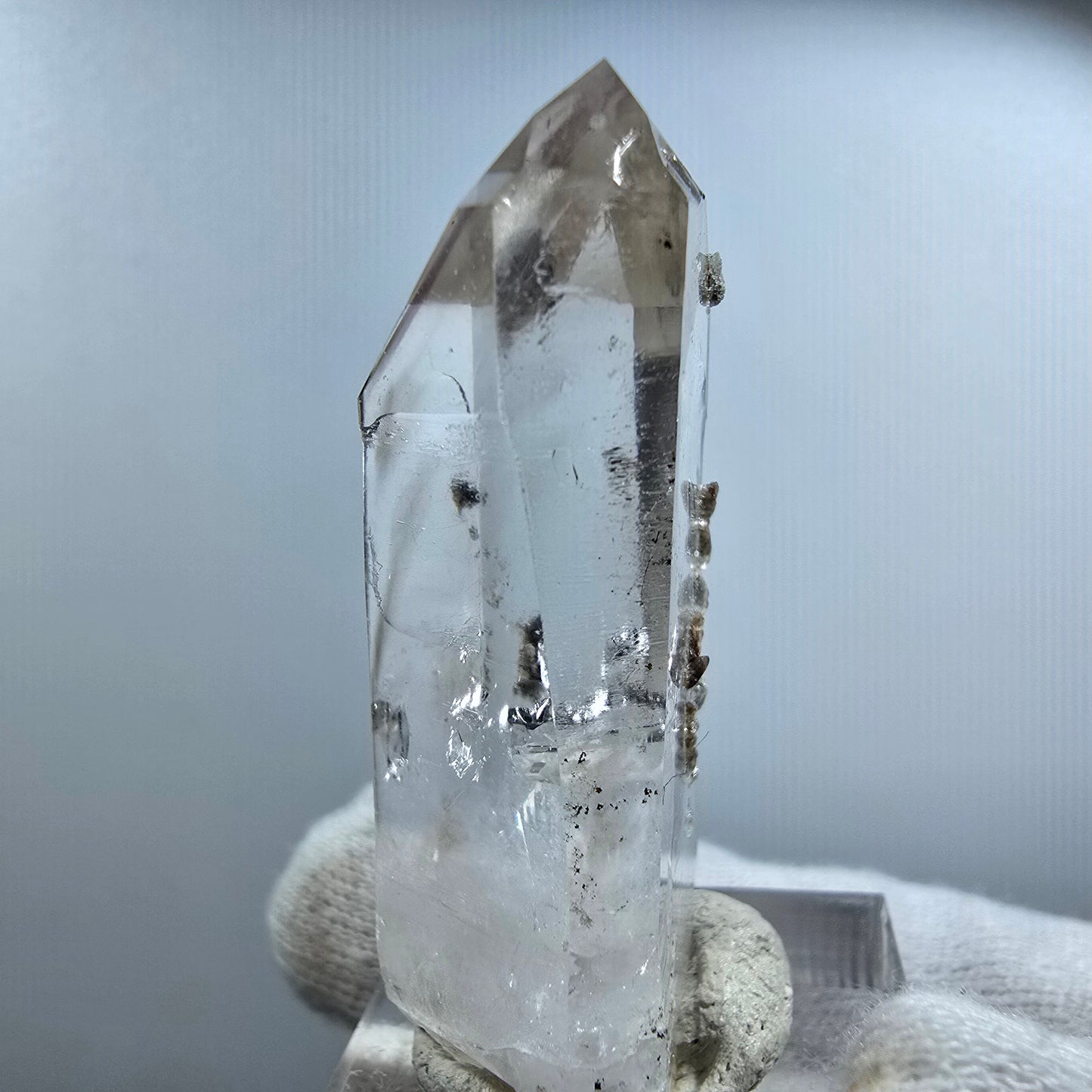 Enhydro Phantom Smoky Quartz Scepter with Calcite Valentine Pocket Goboboseb Namibia 47*22*14mm 