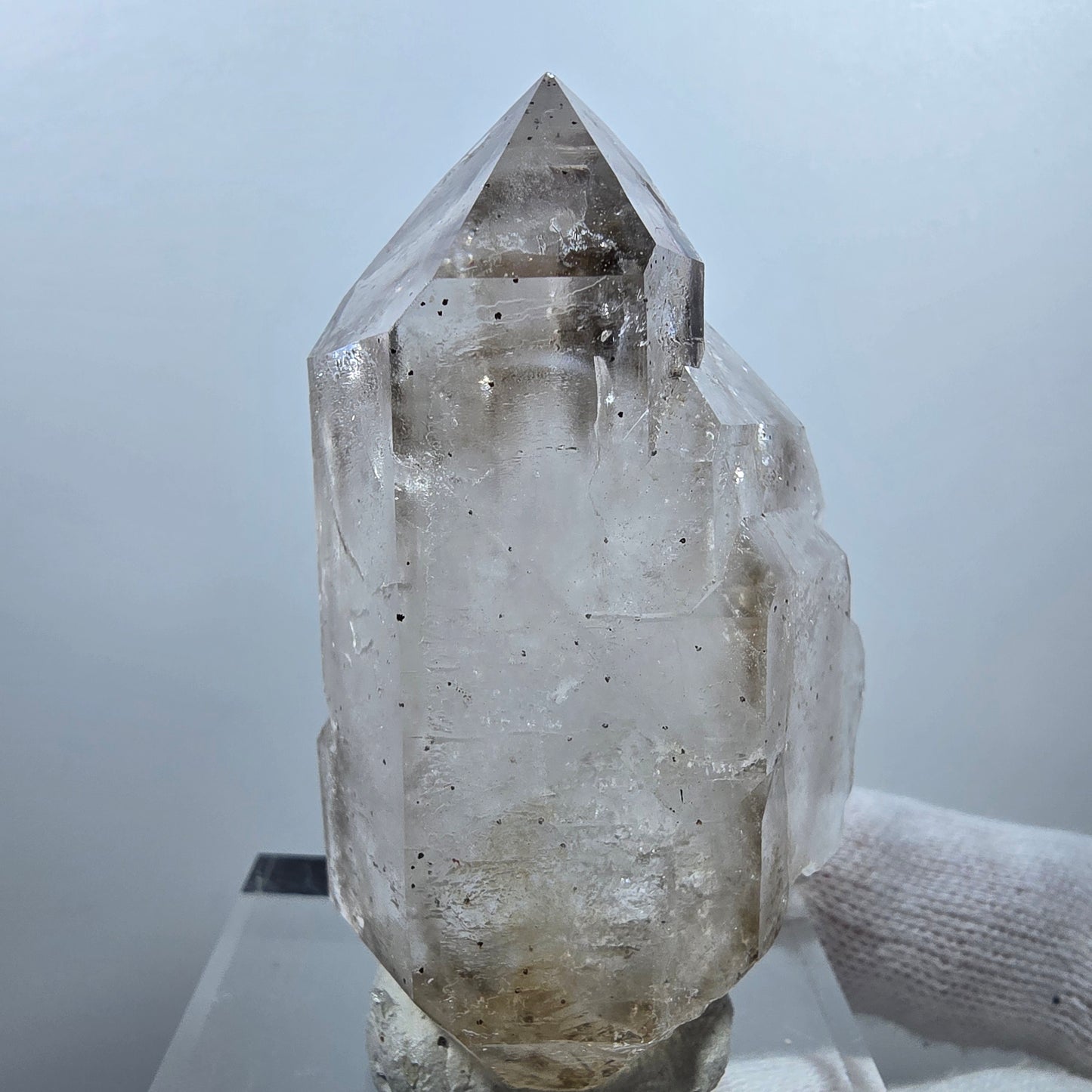 Quartz fumé fantôme DT Sceptre squelette Hématite Valentine Pocket Goboboseb Namibie 64*40*31mm 