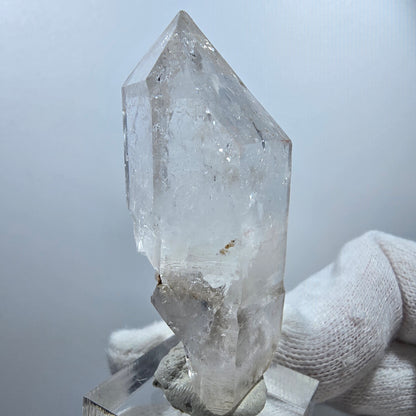 Sceptre DT en quartz fumé fantôme Enhydro, poche en calcite Valentine Goboboseb Namibie 60 x 27 x 22 mm 