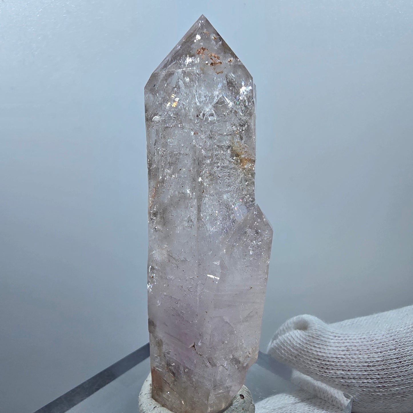 Sceptre d'améthyste squelette lémurien Enhydro, 2 pièces, Bubble Valentine Pocket Gob. Namibie 77 x 29 x 22 mm 