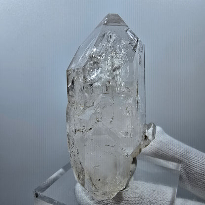Sceptre DT Enhydro Squelette Quartz Fumé, 1 Gobob de Poche Bulle Valentine. Namibie 72 x 39 x 30 mm 