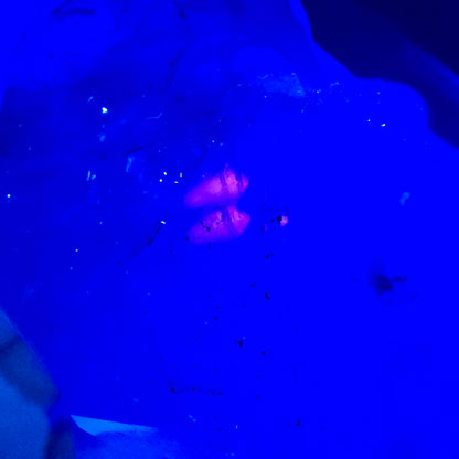 XL Enhydro Skeleton Quartz fumé DT, calcite UV, 2x Bubble Valentine Pocket Namibie 165*56*45mm 