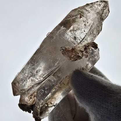 Quartz fumé squelette fantôme Enhydro, DT, calcite UV, Valentine Pocket Gob. Namibie, 107 x 41 x 27 mm 