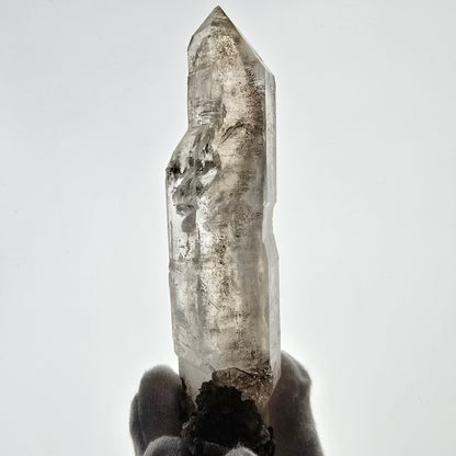 Quartz fumé squelette fantôme lémurien DT, calcite UV Valentine Pocket, Namibie 133 x 46 x 36 mm 