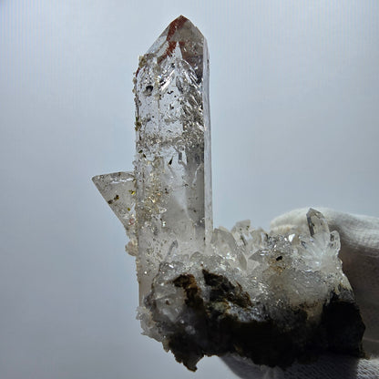 Quartz fumé hématite Enhydro, matrice de calcite, pochette Valentine 3 bulles, Namibie 58 x 46 x 29 mm 