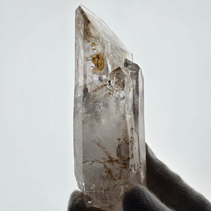 Sceptre en quartz fumé lémurien Enhydro, 1x Goboboseb de poche Bubble Valentine Namibie 96 x 38 x 25 mm 