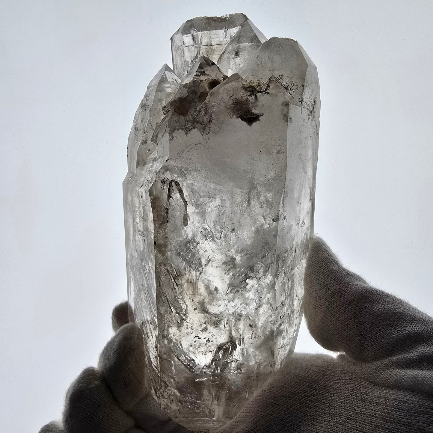 XL Enhydro Skeleton Smoky Quartz DT Scepter, 2x Bubble Valentine Pocket, Namibia 145*69*55mm 
