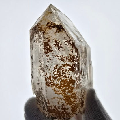 Sceptre de fenêtre Enhydro en quartz fumé, grande bulle, poche Saint-Valentin, Namibie, 88 x 64 x 36 mm 