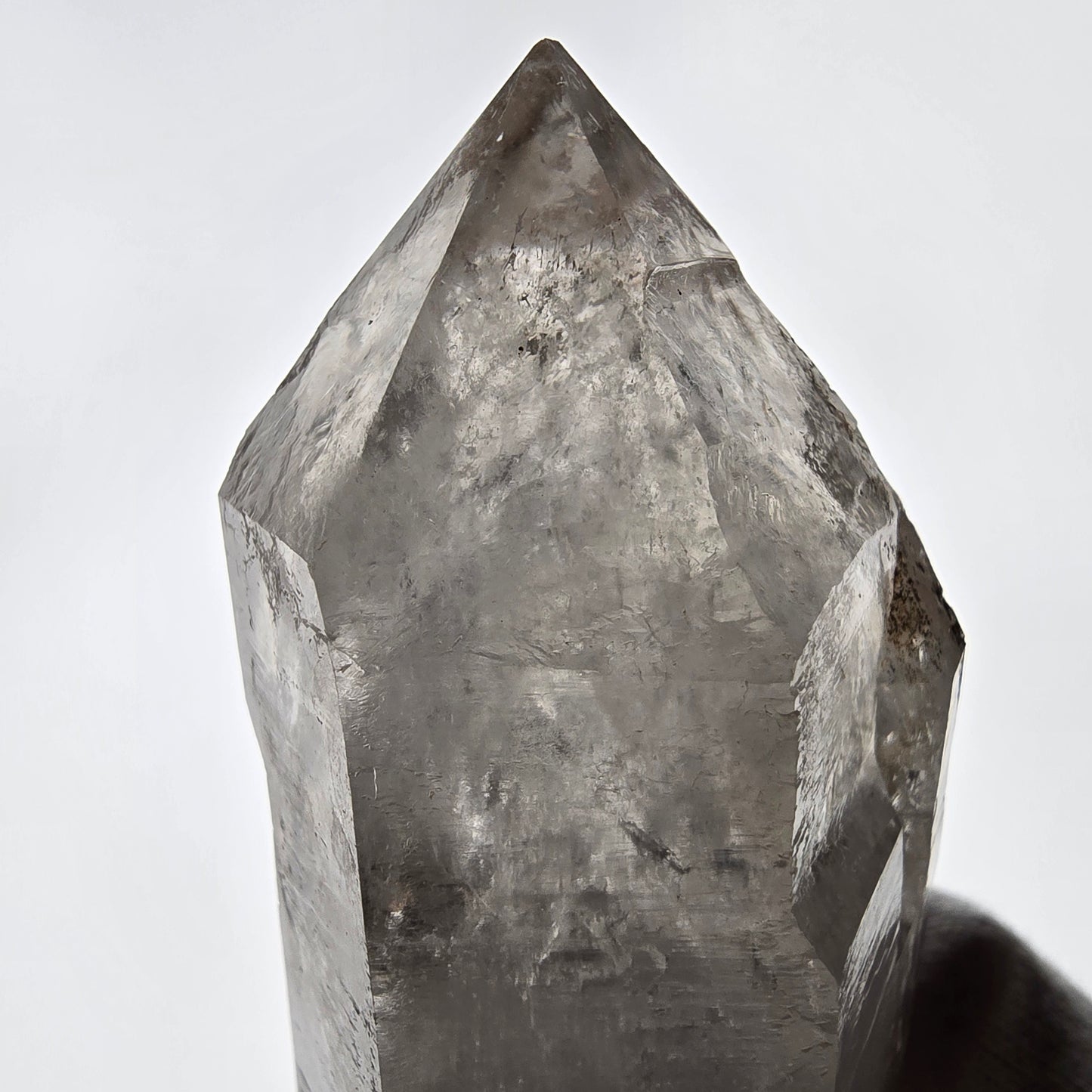 Quartz fumé squelette Enhydro DT UV Calcite, grosse bulle Valentine Pocket Namibie 134*45*37mm 