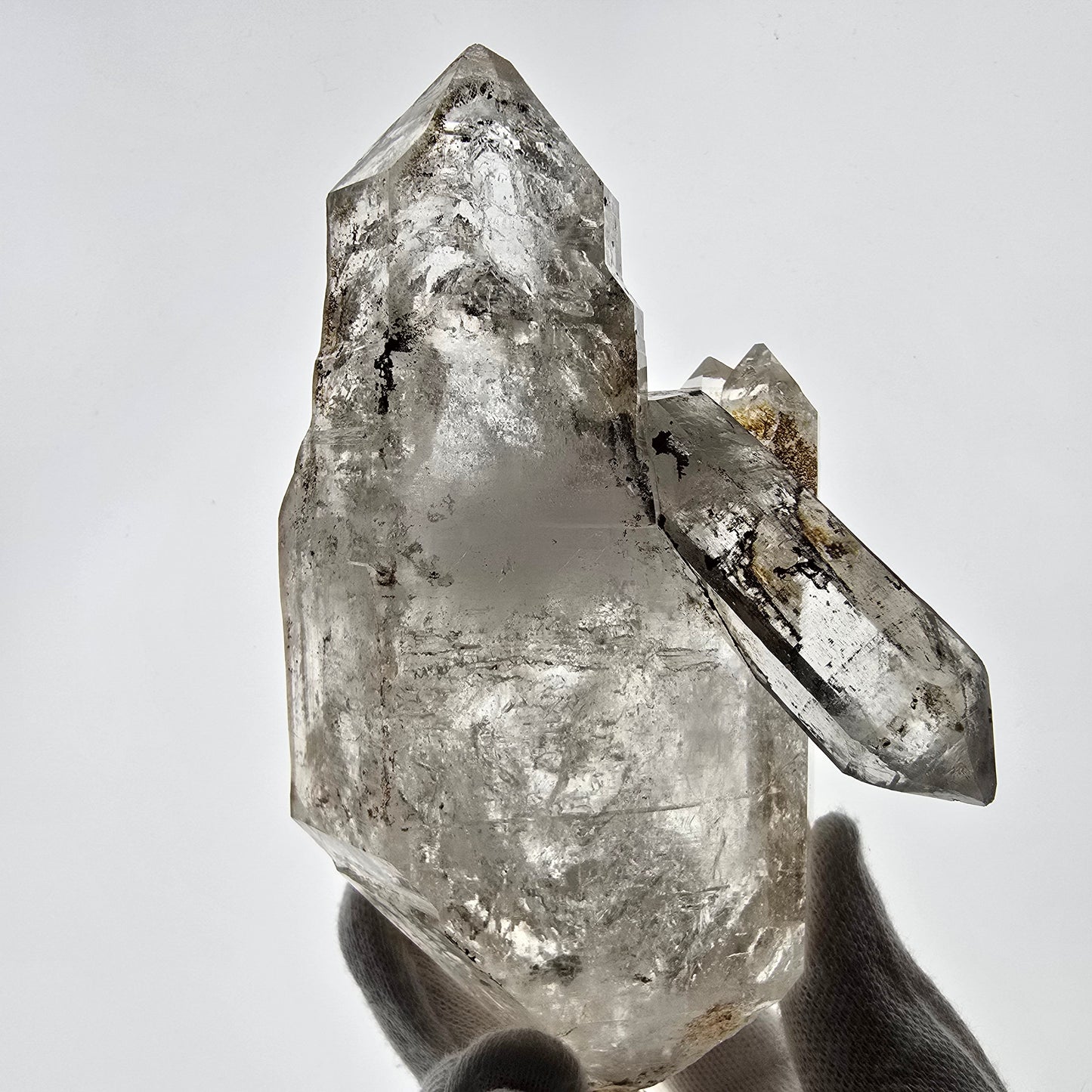 Sceptre DT Enhydro Skeleton Smoky Quartz 3x Bubble (grand) Valentine Pocket Namibie 131*70*52mm 