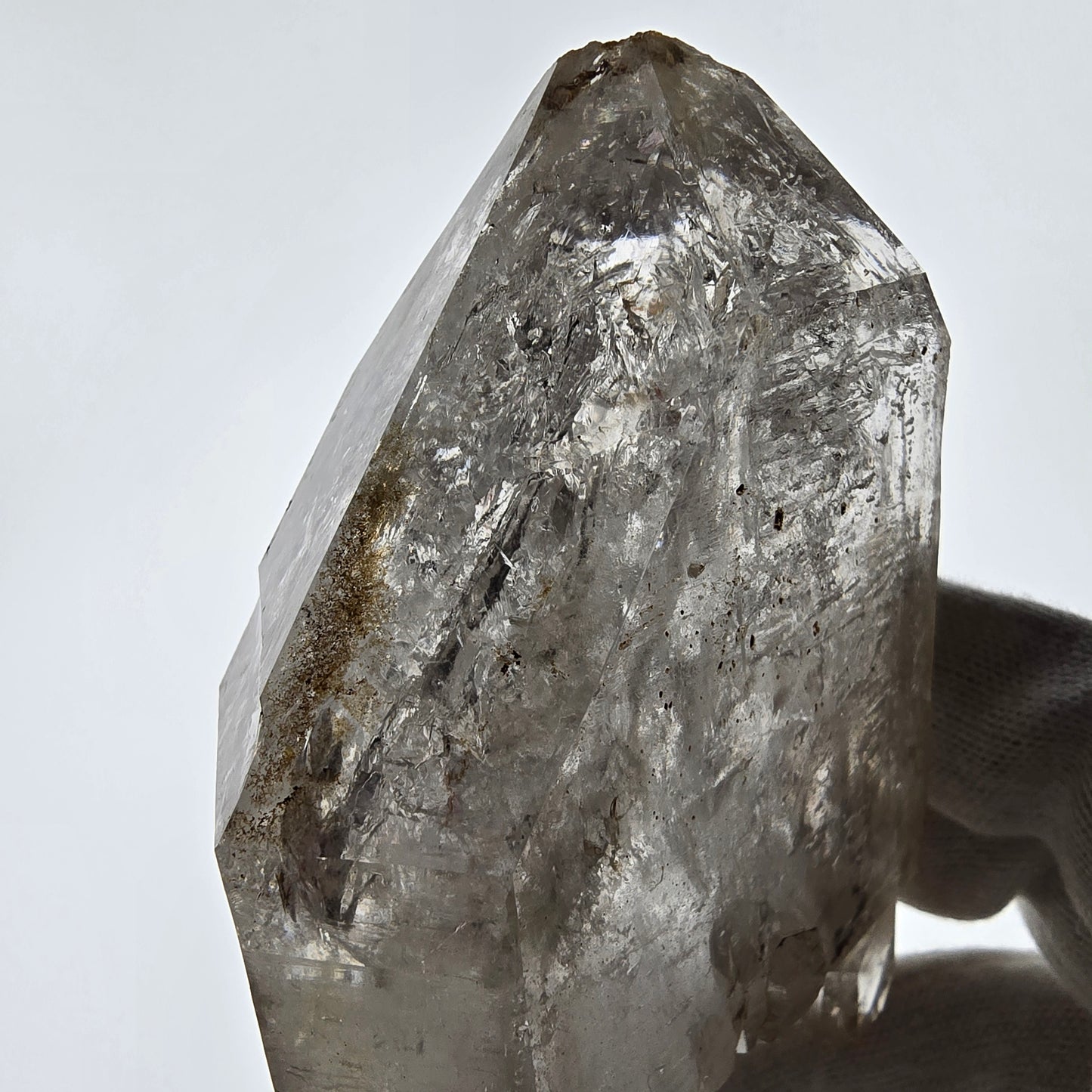 Sceptre DT Enhydro Skeleton Smoky Quartz 3x Bubble (grand) Valentine Pocket Namibie 131*70*52mm 