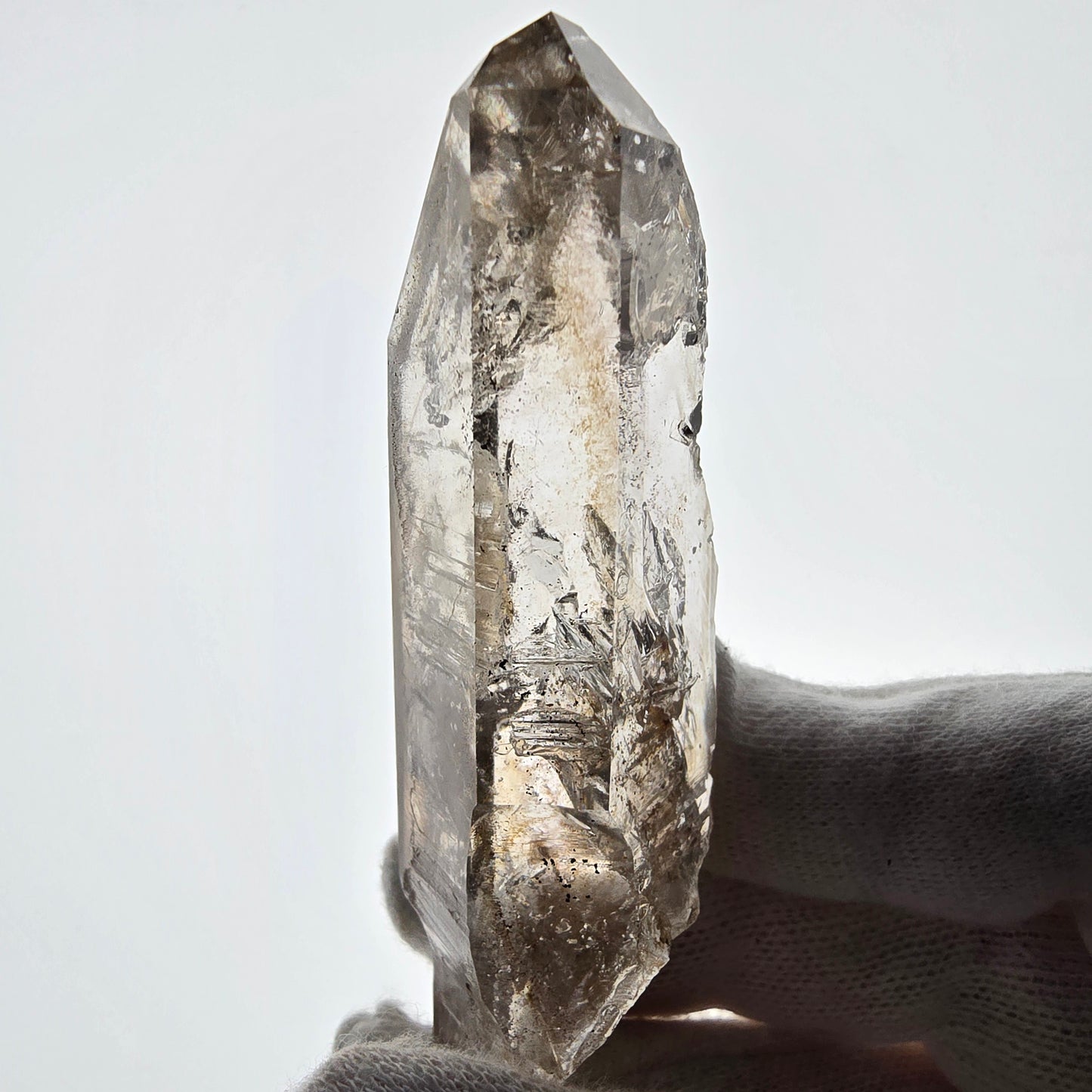 Sceptre en quartz fumé squelette Enhydro, 2x Bubble Valentine Pocket Goboboseb Namibie 79*28*22mm 