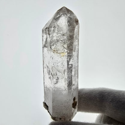 Quartz fumé squelette fantôme lémurien DT, calcite UV Valentine Pocket, Namibie 91 x 26 x 19 mm 