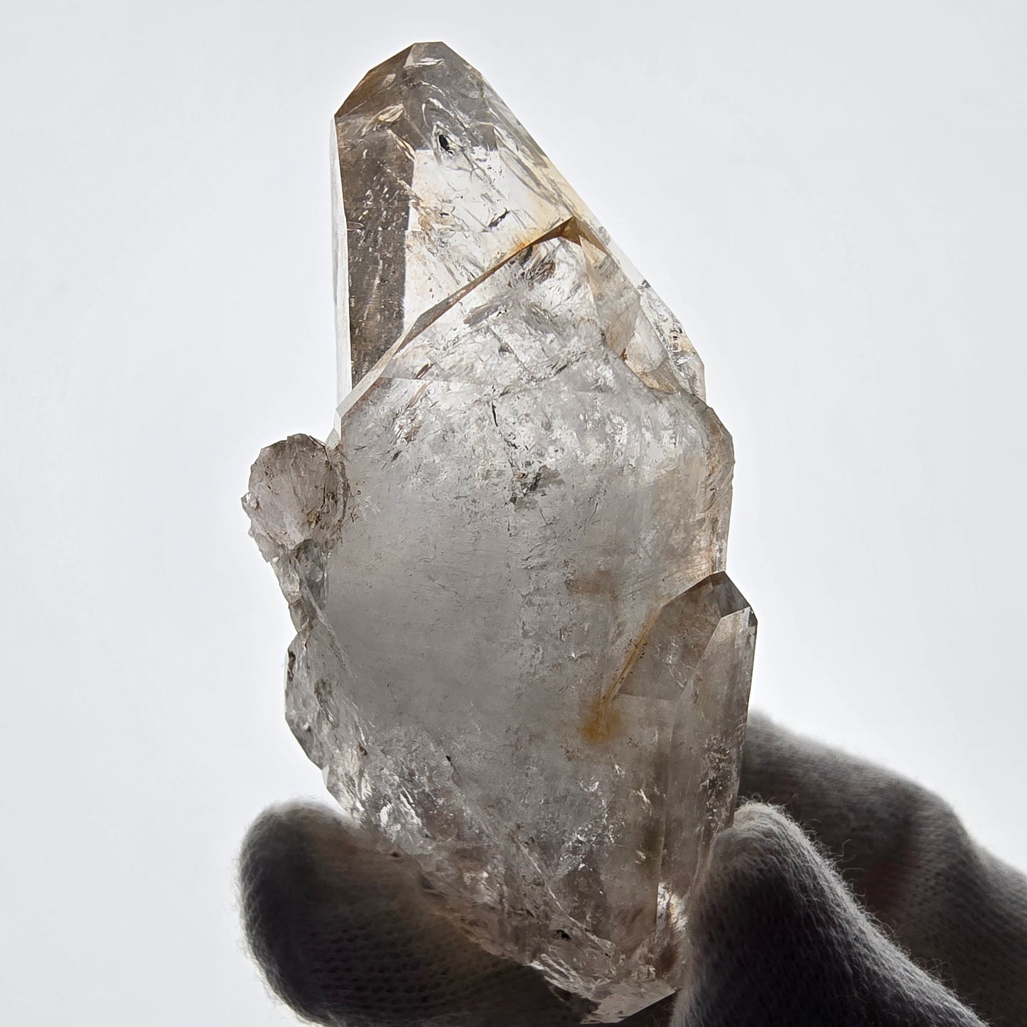 Sceptre DT en quartz fumé squelette Enhydro, 2x Bubble Valentine Pocket, Namibie 76 x 39 x 25 mm 
