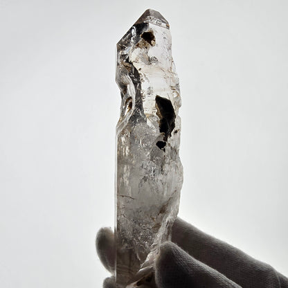 Quartz fumé squelette Enhydro DT, calcite UV, pochette Valentine 3x Bubble, Namibie 118 x 34 x 29 mm 