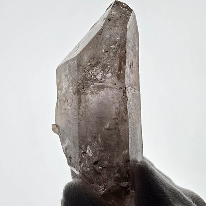 Sceptre fantôme squelette en quartz fumé DT, poche Saint-Valentin en calcite UV, Namibie 97 x 44 x 37 mm 