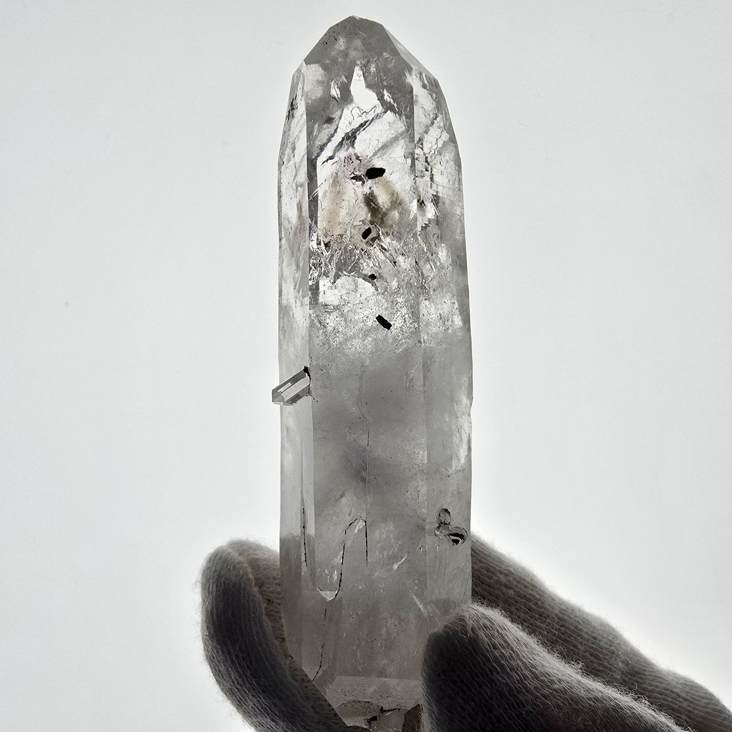Sceptre DT en quartz fumé squelette Enhydro, 1x Bubble Streep Mine, Namibie 80 x 26 x 26 mm 
