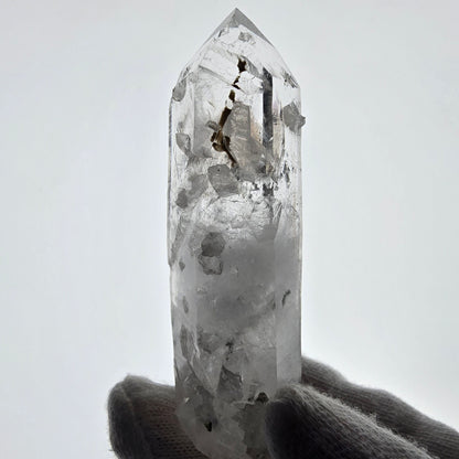 Sceptre DT en quartz fumé squelette Enhydro, 1x Bubble Streep Mine, Namibie 80 x 26 x 26 mm 
