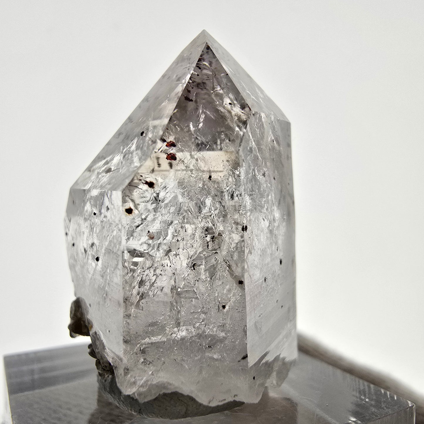 Quartz fumé fantôme Enhydro Harlequin, mine Bubble Streep, Namibie, 31 x 27 x 17 mm 