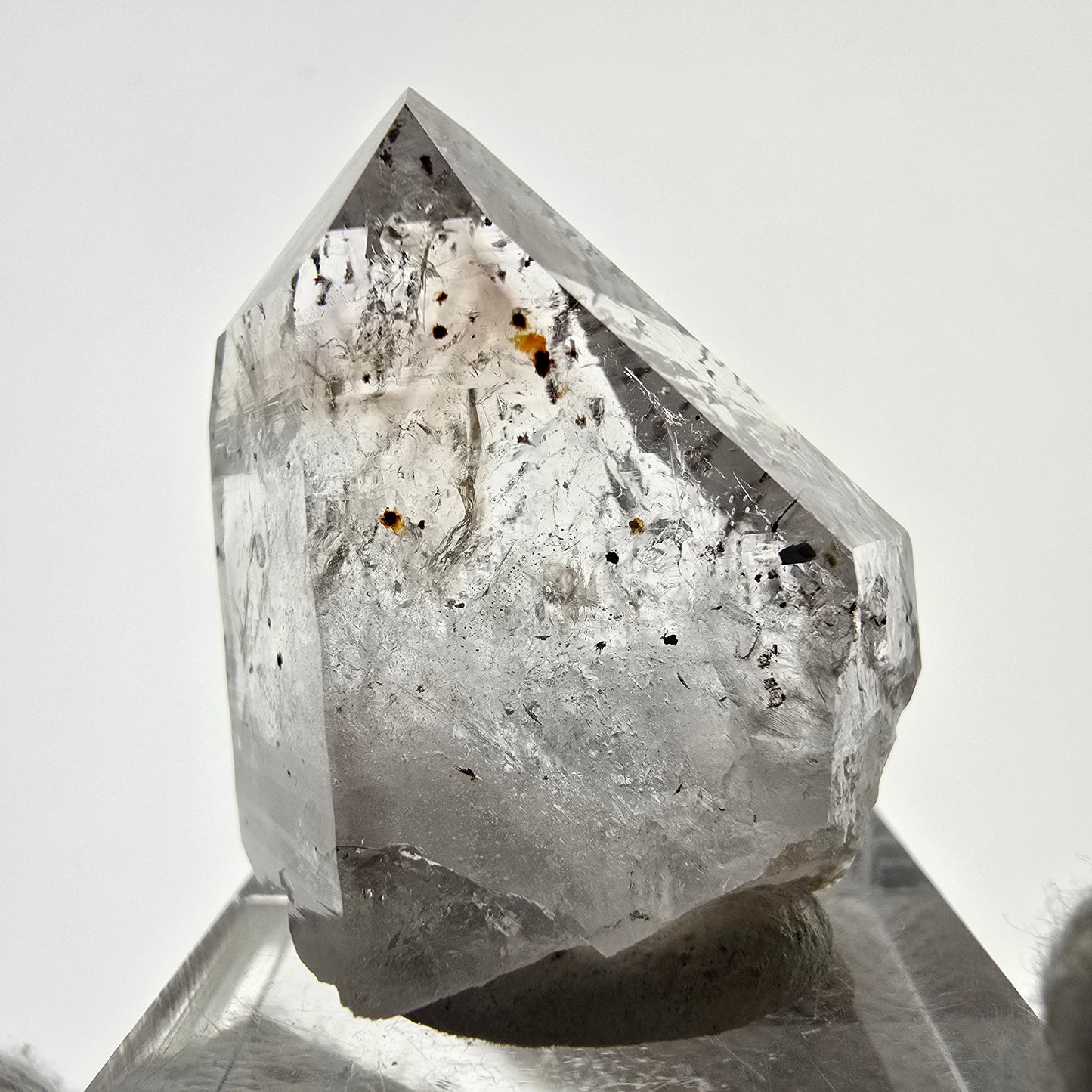 Quartz fumé fantôme Enhydro Harlequin, mine Bubble Streep, Namibie, 31 x 27 x 17 mm 