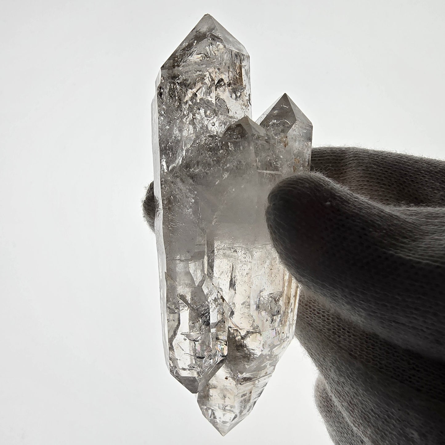 Sceptre DT en quartz fumé squelette Enhydro, 1x pochette Saint-Valentin à bulles, Namibie 91 x 30 x 24 mm 