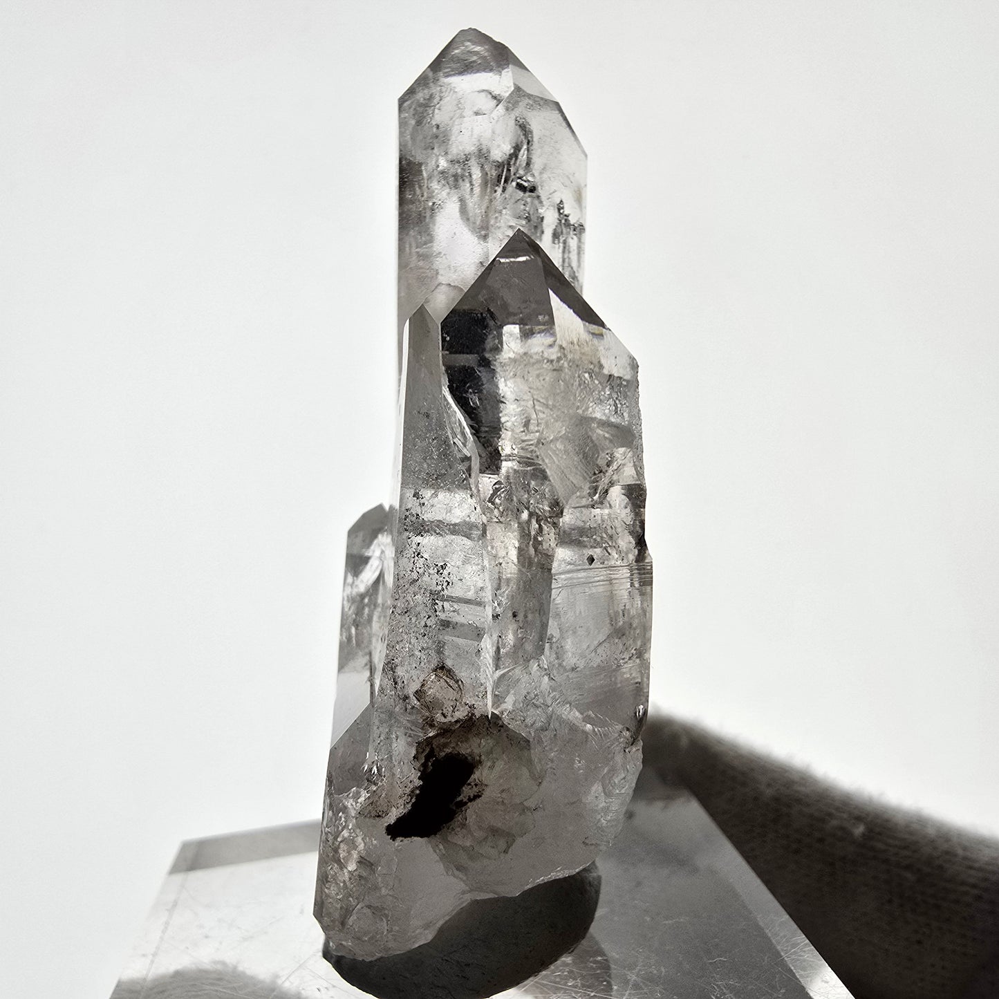 Sceptre fantôme squelette en quartz fumé, poche Saint-Valentin, Namibie, 70 x 34 x 18 mm 