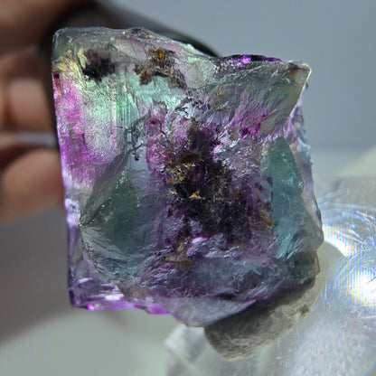 Seltener Phantom Fluorit Würfel, zonal grün lila Okorusu, Namibia 28*28*13mm