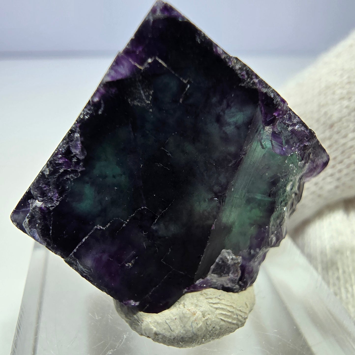 Seltener Phantom Fluorit Würfel, zonal grün lila Okorusu, Namibia 29*24*20mm