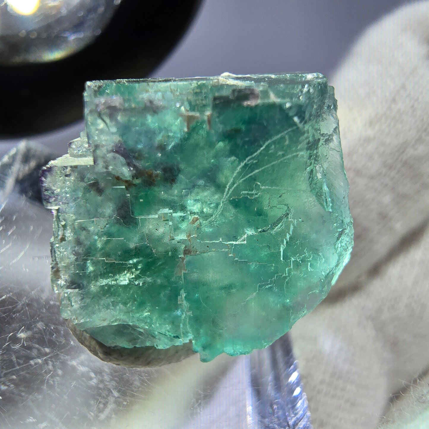Seltener Phantom Fluorit Würfel, grün parkettiert Okorusu, Namibia 19*17*14mm