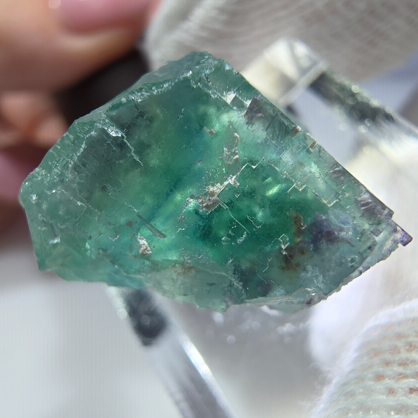 Seltener Phantom Fluorit Würfel, grün parkettiert Okorusu, Namibia 19*17*14mm