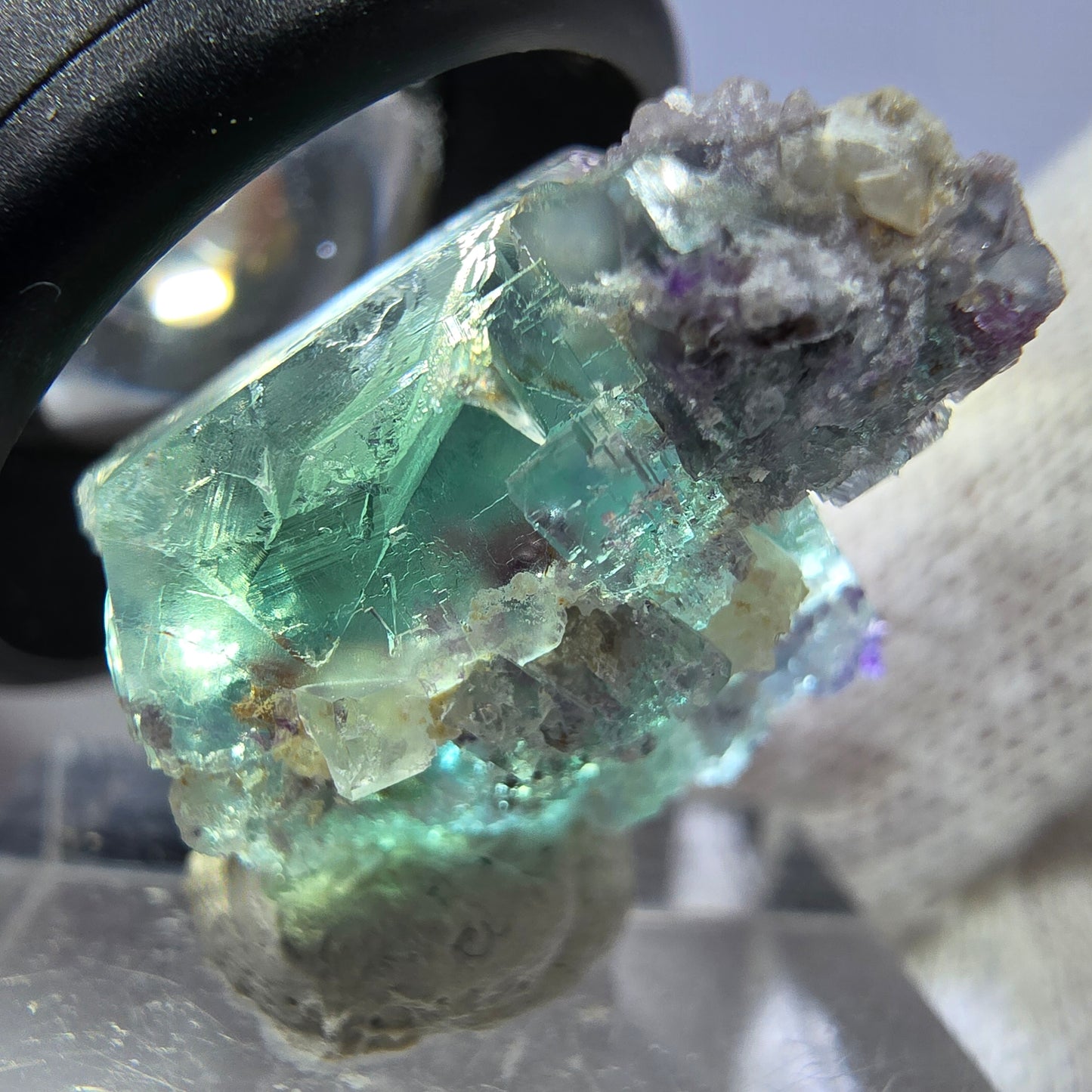 Seltener Phantom Fluorit Würfel, zonal, parkettiert Okorusu, Namibia 24*21*14mm