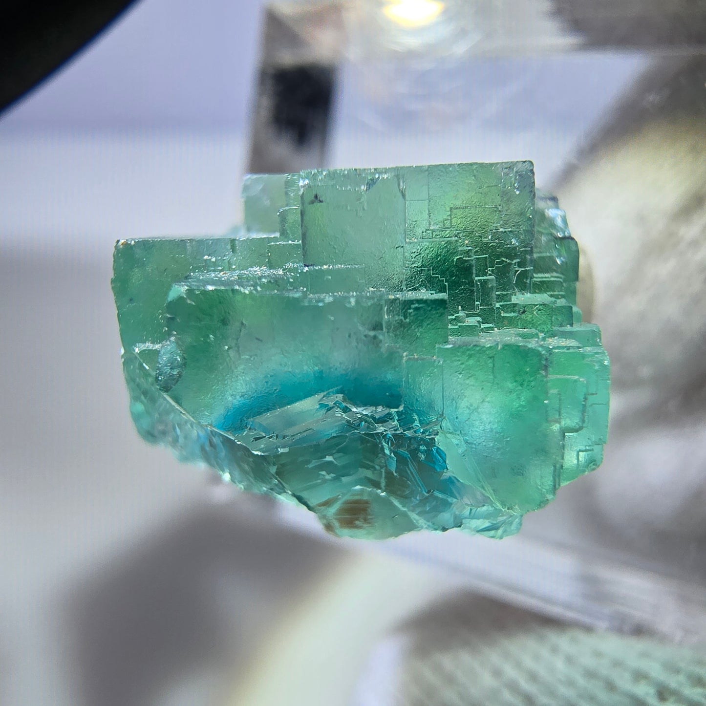 Seltener Phantom Fluorit Würfel, grün parkettiert Okorusu, Namibia 20*18*12mm