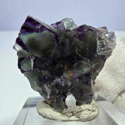 Seltene Phantom Fluorit Würfel Stufe zonal grün lila Okorusu, Namibia 26*26*25mm