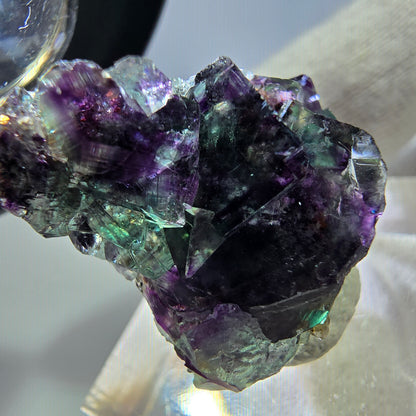 Seltene Phantom Fluorit Würfel Stufe zonal grün lila Okorusu, Namibia 29*21*15mm