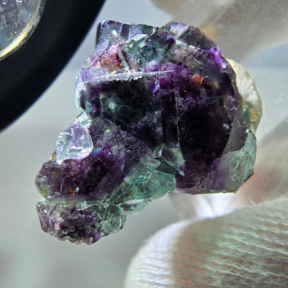 Seltene Phantom Fluorit Würfel Stufe zonal grün lila Okorusu, Namibia 29*21*15mm