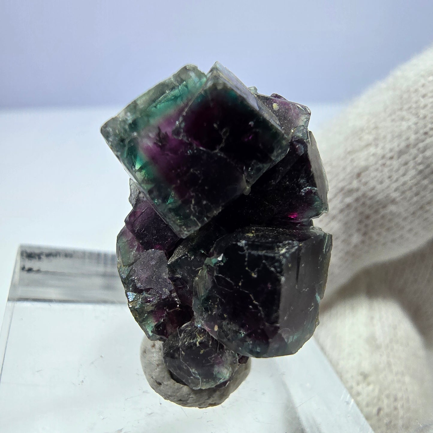 Seltene Phantom Fluorit Würfel Stufe, grün pink Okorusu, Namibia 24*16*14mm