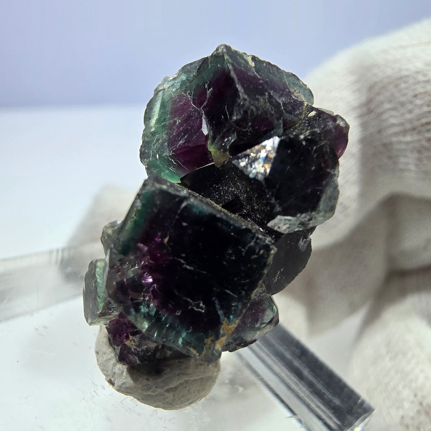Seltene Phantom Fluorit Würfel Stufe, grün pink Okorusu, Namibia 24*16*14mm