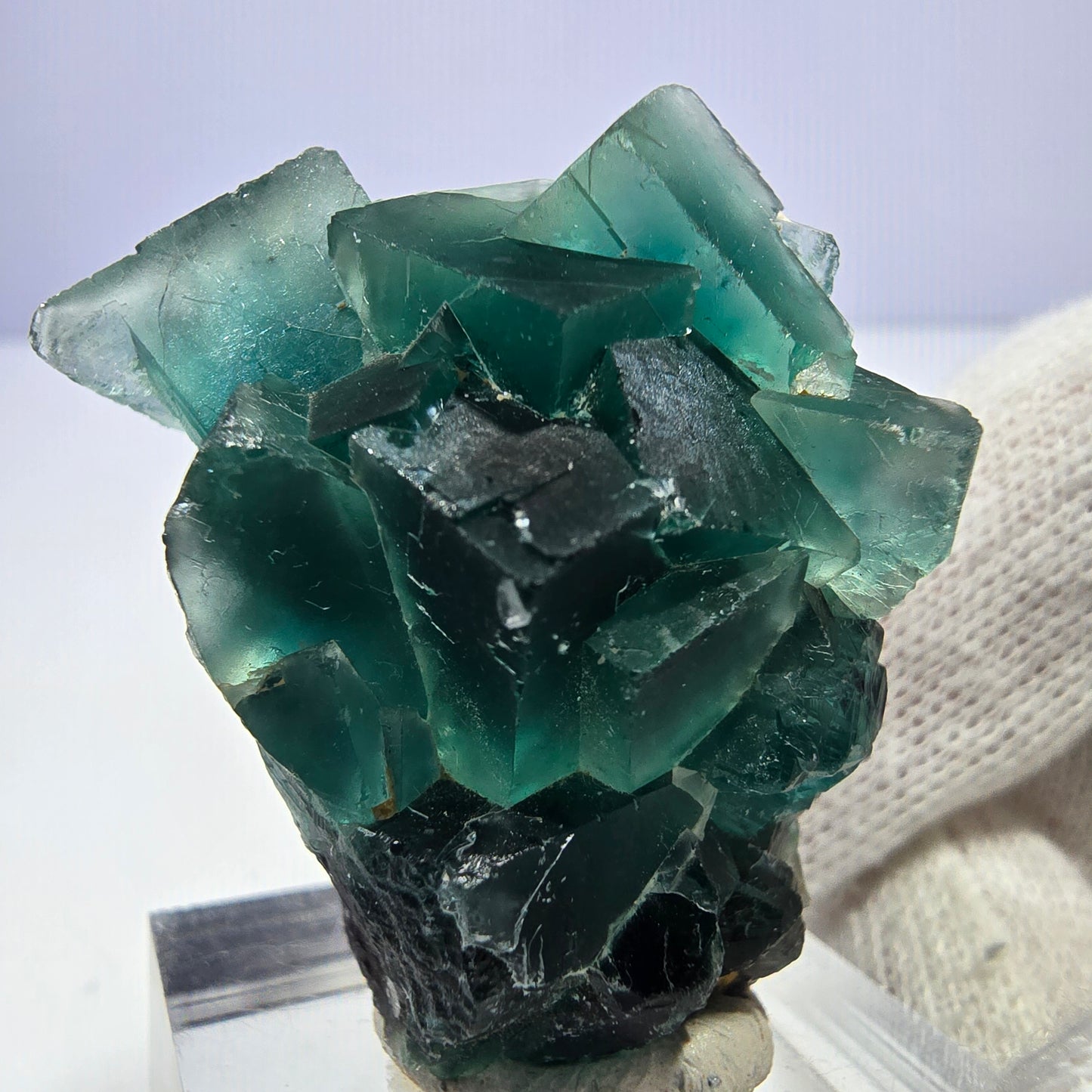 Seltene Phantom Fluorit Würfel Stufe zonal grün lila Okorusu, Namibia 36*29*21mm
