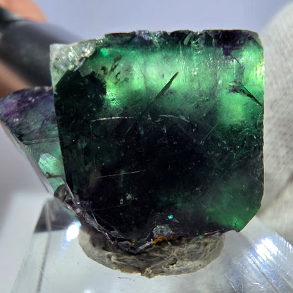 Seltene Phantom Fluorit Würfel Stufe zonal grün lila Okorusu, Namibia 33*21*19mm